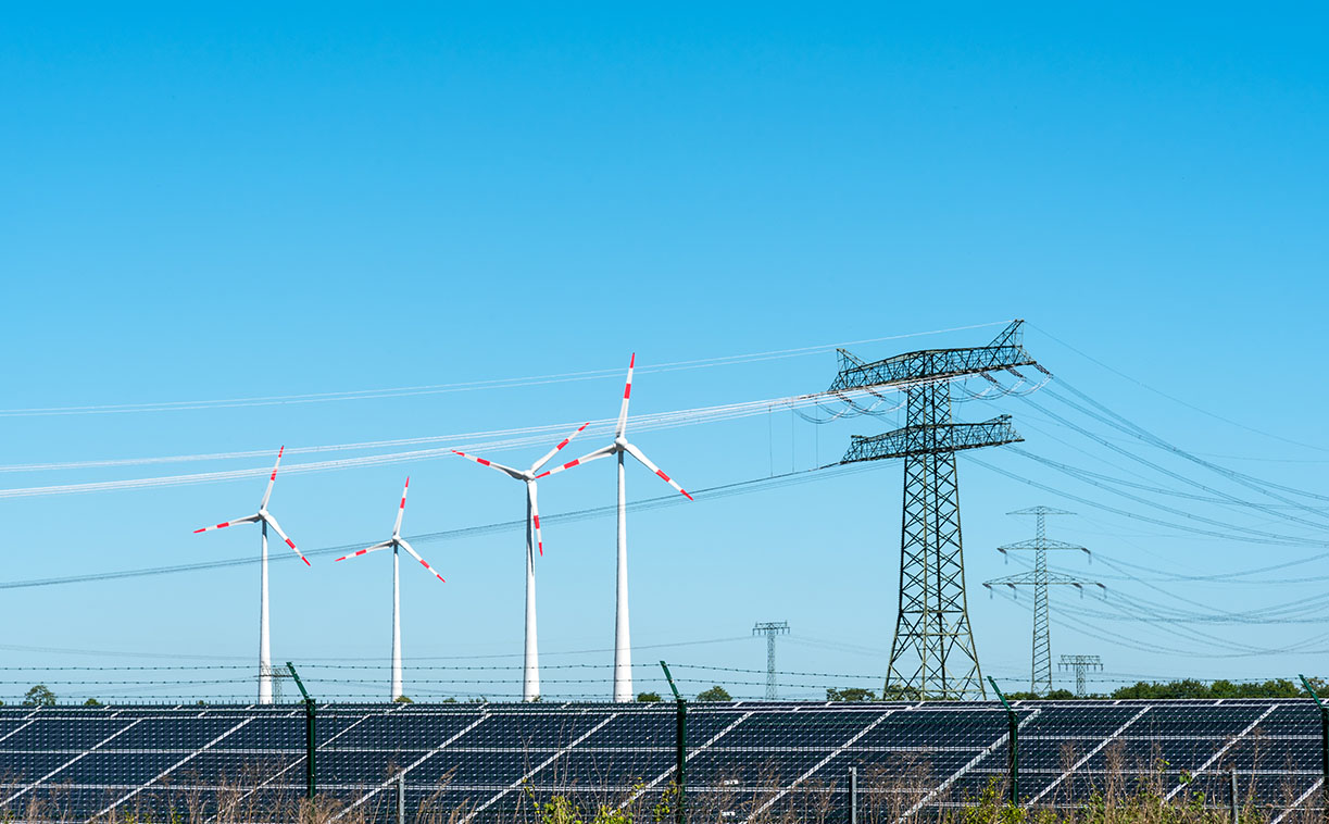 Transmission lines, turbines and solar panels