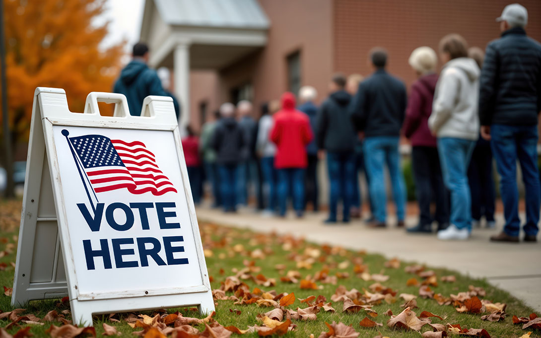 People in line to vote